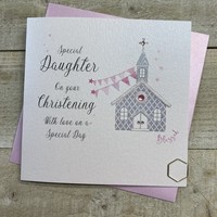 DAUGHTER - PINK CHRISTENING CHURCH CARD (D115-D & XD115-D)