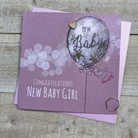 BABY GIRL - PINK BALLOON CARD (ST22)