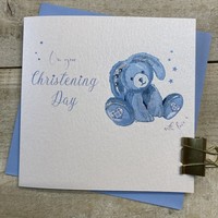 BLUE BUNNY CHRISTENING CARD (D113)
