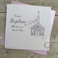 PINK BAPTISM CHURCH CARD (D115)