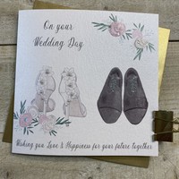 WEDDING DAY CARD - BRIDE & GROOM SHOES (D12)