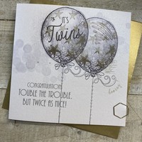 TWINS CARD - 2 SILVER BALLOONS (D152)