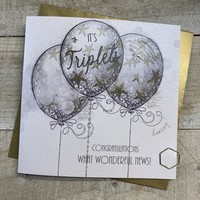 TRIPLETS CARD - 3 SILVER BALLOONS (D153)