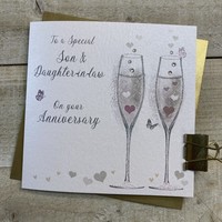 SON & DAUGHTER IN LAW ANNIVERSARY -  HEART FLUTES (D43)