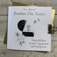 GRANDSON & HIS FIANCEE ENGAGEMENT CARD - RING IN BOX  (D44)