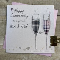 MUM & DAD ANNIVERSARY CARD - TARTAN FLUTES (D55)