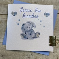 BONNIE NEW GRANDSON SCOTTISH CARD - BLUE BUNNY (D68)