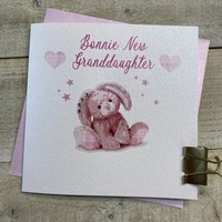 BONNIE NEW GRANDDAUGHTER  SCOTTISH CARD - PINK BUNNY (D69)