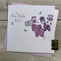 NEW BABY GIRL CARD - PINK TOYS (D89)