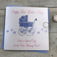 HAPPY FIRST SPECIAL BEST MUMMY EVER, BLUE PRAM MOTHERS DAY CARD (MD4)