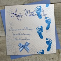 BEST MUMMY, BLUE FOOTPRINTS MOTHER'S DAY CARD (MB133)