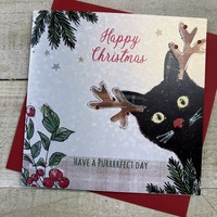 CHRISTMAS CARD - BLACK CAT WITH REINDEER EARS (C23-22)