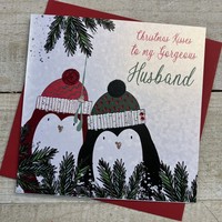 GORGEOUS HUSBAND - TWO PENGUINS CHRISTMAS CARD (C23-34)