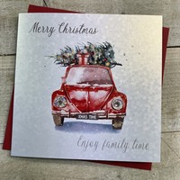 CHRISTMAS CARD - CAR CARRYING CHRISTMAS TREE (C23-56)