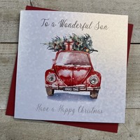 WONDERFUL SON - CAR CARRYING CHRISTMAS TREE CHRISTMAS CARD (C23-60)