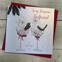 GORGEOUS GIRLFRIEND - COUPE GLASSES WITH SPARKLERS CHRISTMAS CARD (C23-82)
