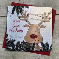 SON & HIS FAMILY - REINDEER WITH LIGHTS CHRISTMAS CARD (C23-84)