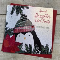 DAUGHTER & HER FAMILY - PENGUIN CHRISTMAS CARD (C23-85)