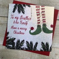 BROTHER & HIS FAMILY - ELF LEGS CHRISTMAS CARD (C23-87)