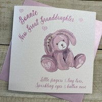 BONNIE NEW GREAT GRANDDAUGHTER SCOTTISH CARD, PINK BUNNY (D69-GGD)