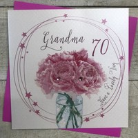 GRANDMA 70TH BIRTHDAY, JAR OF PINK PEONIES (SP42-GM70)