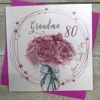 GRANDMA 80TH BIRTHDAY, JAR OF PINK PEONIES (SP42-GM80)