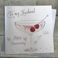 HUSBAND LARGE ANNIVERSARY CARD, RASPBERRY COUPE GLASS (XB258)