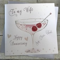 WIFE LARGE ANNIVERSARY CARD, RASPBERRY COUPE GLASS (XB259)