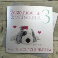 GRANDDAUGHTER 3RD BIRTHDAY, PATCH THE DOG (XN103-3GD)