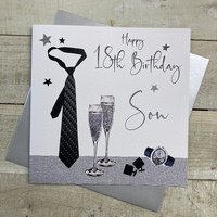 SON 18TH BIRTHDAY, CHAMPS, TIE & WATCH LARGE CARD (XS192-S18)