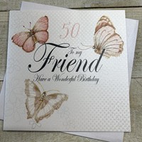 FRIEND 50TH BIRTHDAY, VINTAGE BUTTERFLIES (BD173-50)