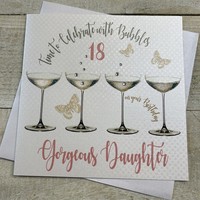 DAUGHTER 18TH BIRTHDAY, 4 COUPE GLASSES & BUTTERFLIES (SS204-D18)