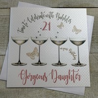 DAUGHTER 21ST BIRTHDAY, 4 COUPE GLASSES & BUTTERFLIES (SS204-D21)
