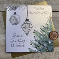 BEAUTIFUL GRANDDAUGHTER - CHRISTMAS TREE & BAUBLES CHRISTMAS CARD (C23-127)