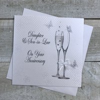 DAUGHTER & SON-IN-LAW ANNIVERSARY CARD, CHAMPAGNE GLASSES (BD195 - SALE)